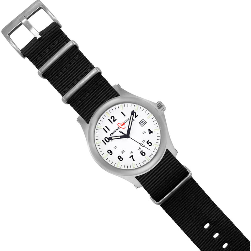 ArmourLite Field Series Nylon Mens Watch | Diameter: 42mm Thickness: 10.8mm - Shatterproof Armourglass - White Dial