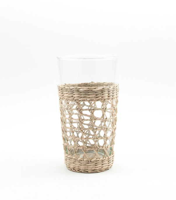 Seagrass Indochine & Rattan Cage Highball | 6 pc Glassware Set