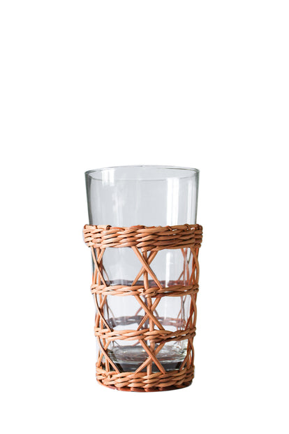 Seagrass Indochine & Rattan Cage Highball | 6 pc Glassware Set