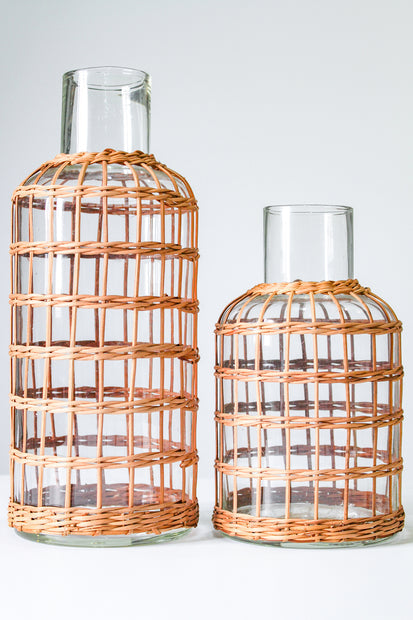 Seagrass Rattan Cage Vase Carafe |Small & Medium