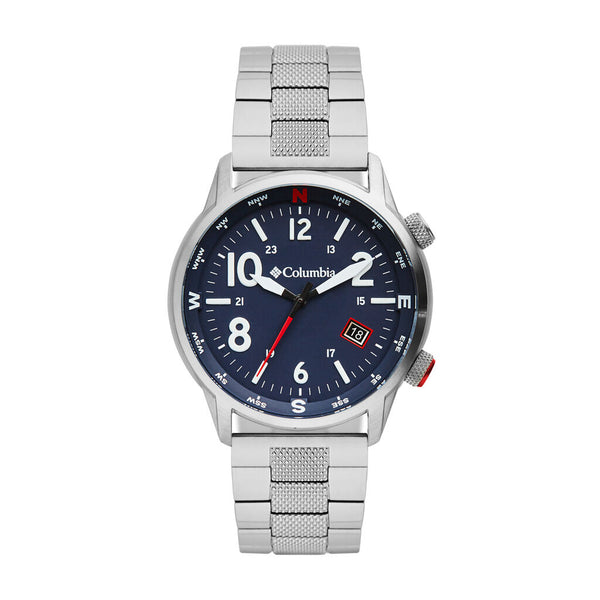 Columbia Outbacker Navy 3-Hand Date Men's Lifestyle Analog Watch | Stainless Steel Bracelet
