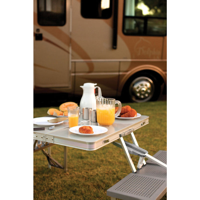 Picnic Time Oniva Aluminum Portable Picnic Table w/ Seats | Silver