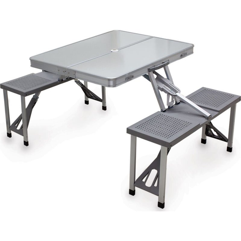 Picnic Time Oniva Aluminum Portable Picnic Table w/ Seats | Silver