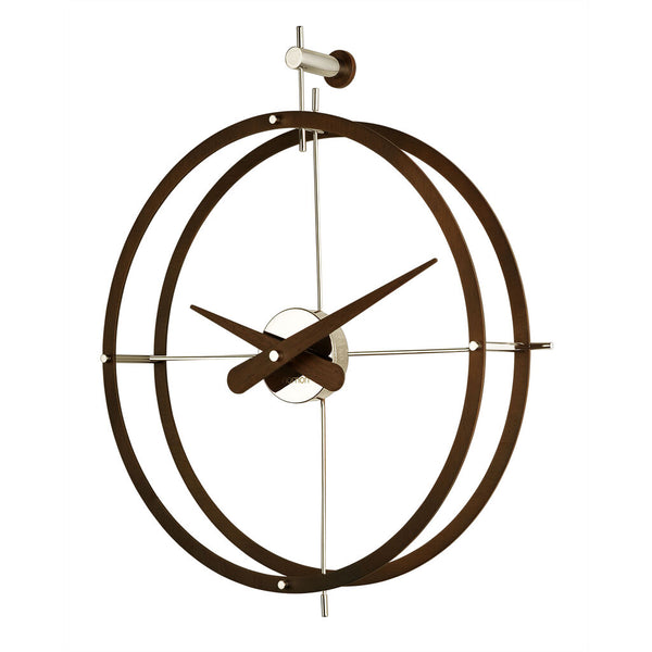 Nomon Dos Puntos N Wall Clock | Steel/Calabo Wood/Chromed Brass