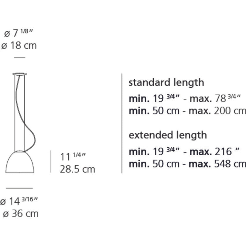 Artemide Nur Gloss Suspension LED Light | 28W 30K DIM 2-WIRE UNV UL