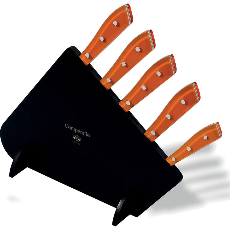 Coltellerie Berti Compendio Set of 5 Knives | Black Lucite Block