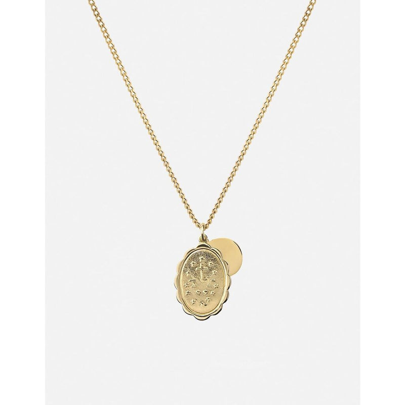 Miansai Mini Saints Necklace, Gold Vermeil | 18In. Polished Gold/White Sapphire