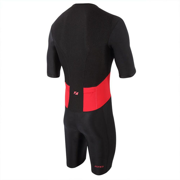 Zone3 Men's Activate Short Sleeve Full Zip Trisuit | Black/Red