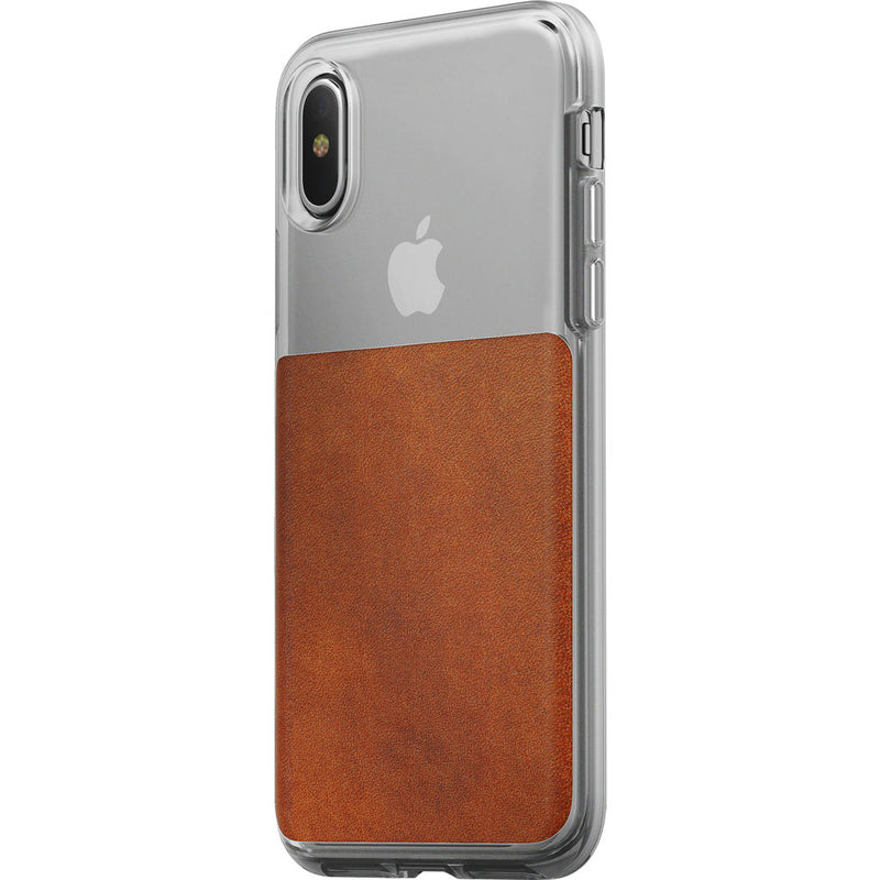 Nomad Case for iPhone X | Clear/Horween Brown Leather