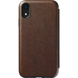 Nomad Folio Case for iPhone XR | Rustic Brown Rugged Leather