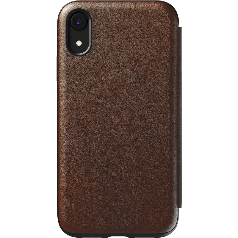 Nomad Folio Case for iPhone XR | Rustic Brown Rugged Leather