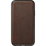 Nomad Folio Case for iPhone XR | Rustic Brown Rugged Leather