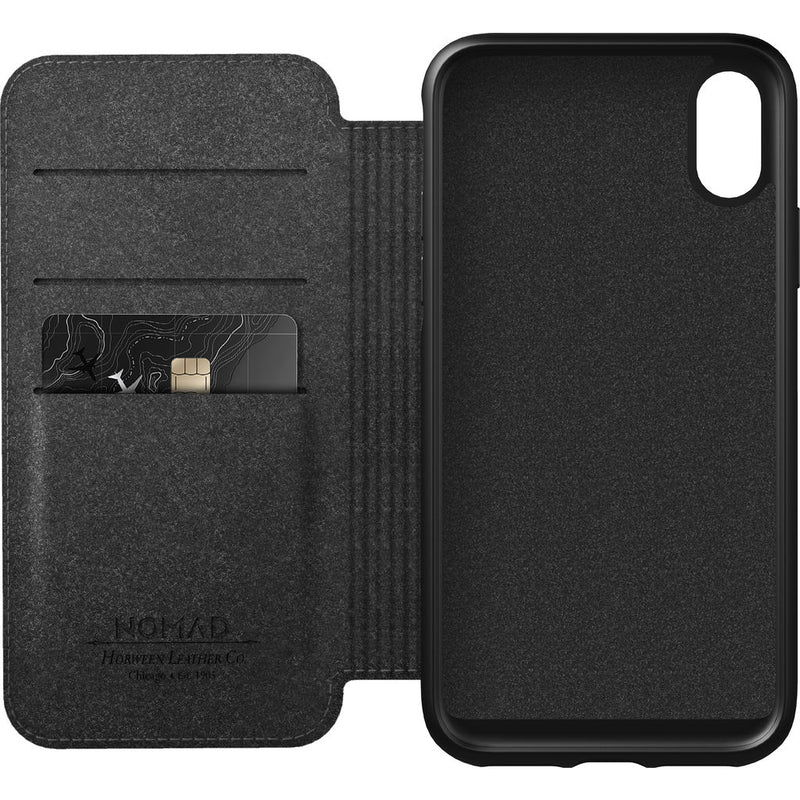 Nomad Folio Case for iPhone XR | Rustic Brown Rugged Leather