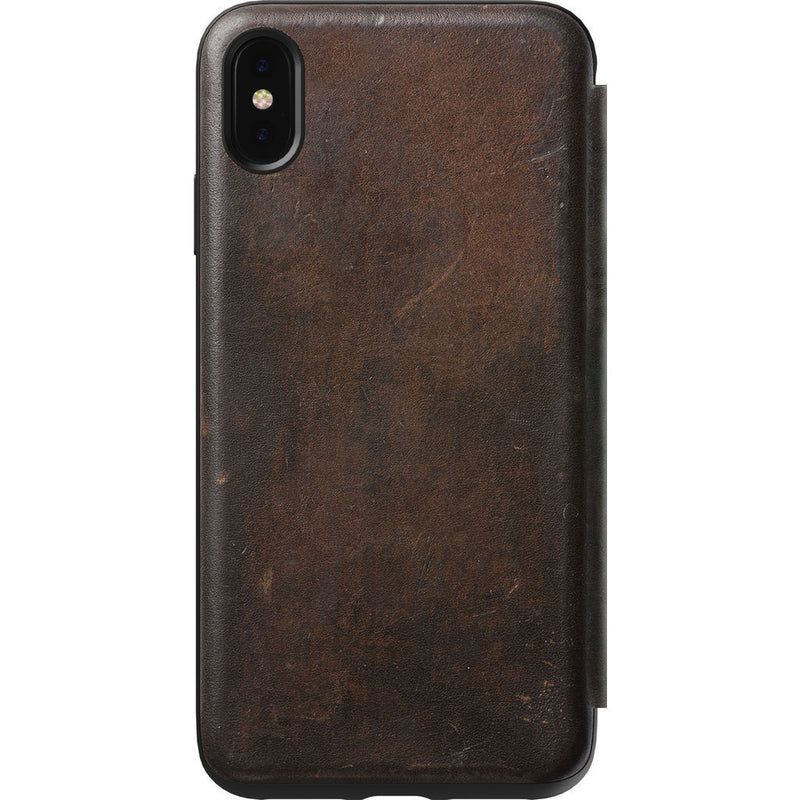 Hello Nomad Folio Leather Case for iPhone XS Max | Rustic Brown Leather NM21TR0H00