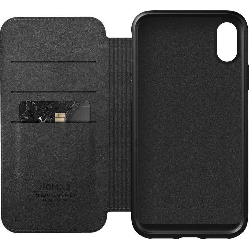 Hello Nomad Folio Leather Case for iPhone XS Max | Black Leather NM21T10H00