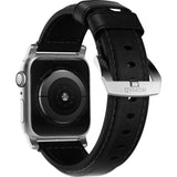 Hello Nomad Traditional Apple Watch Strap | Silver Hardware / Black Leather NM1A41ST00
