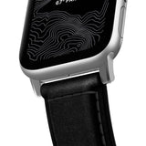 Hello Nomad Traditional Apple Watch Strap | Silver Hardware / Black Leather NM1A41ST00