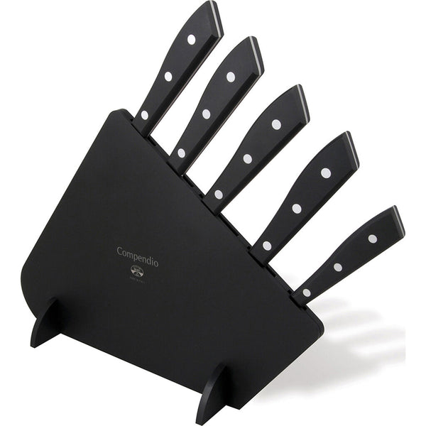 Coltellerie Berti Compendio Set of 5 Knives | Black Lucite Block