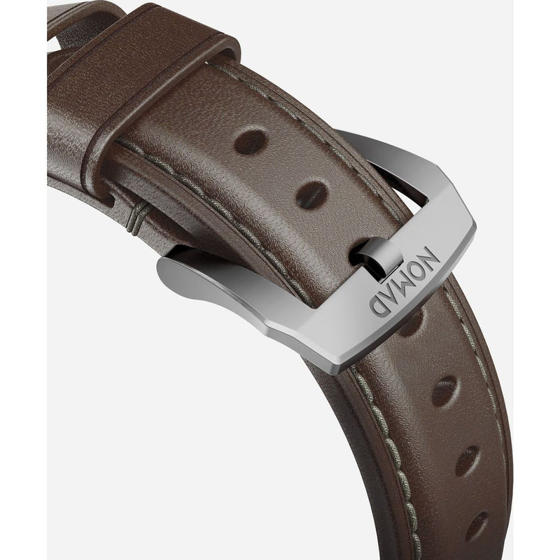 Nomad Traditional Apple Watch Strap | Silver Hardware / Brown Leather