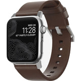 Nomad Modern Leather Apple Watch Strap | Silver Hardware / Brown Leather