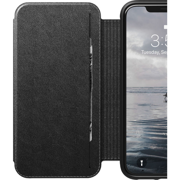 Hello Nomad Folio Tri-Fold Leather Case for iPhone XS Max | Black Leather NM21T10H50