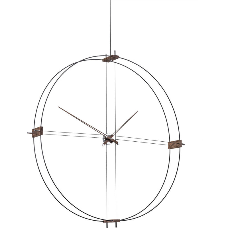 Nomon Delmori N Dowuble Ring Wall Clock | Black/Walnut/Chromed Brass