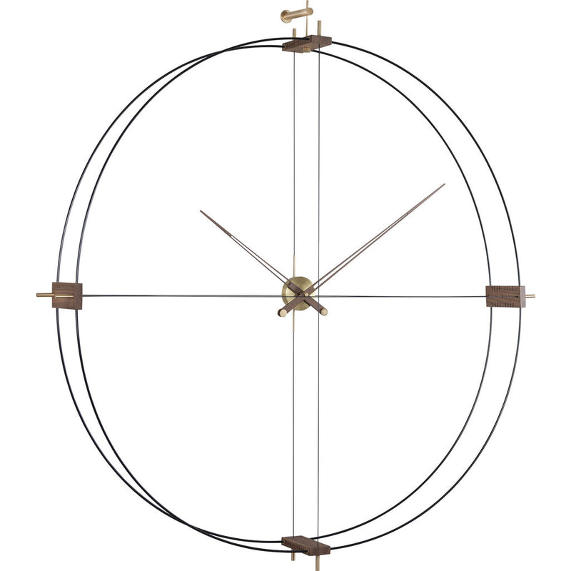 Nomon Delmori G Dowuble Ring Wall Clock | Black/Walnut/Brass