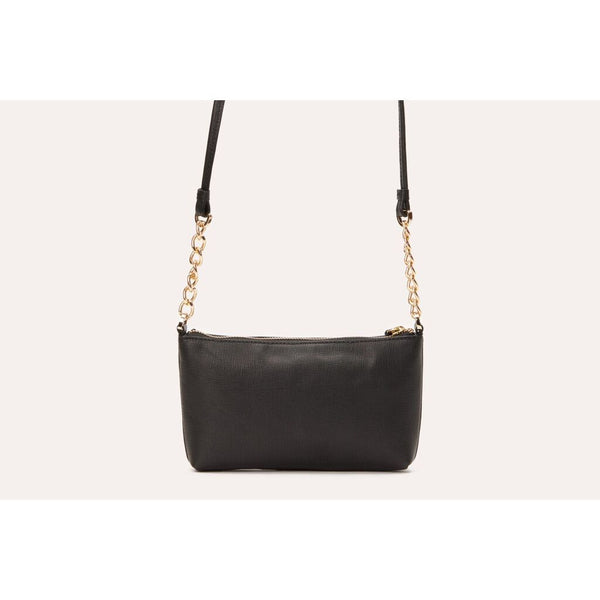 Kiko Leather Two Chain Crossbody | Black