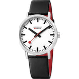 Mondaine Classic 36 mm Watch | St. Steel Brushed / White