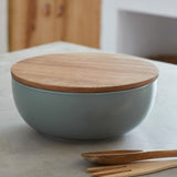 Casafina Pacifica Serving Bowl With Oak Wood Lid | 10"
