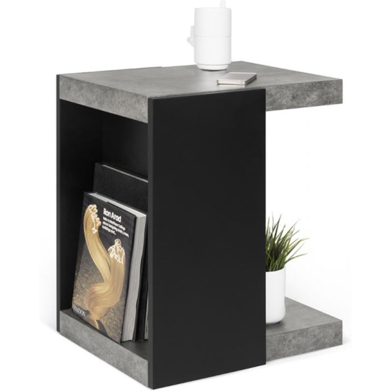 TemaHome Klaus Side Table | Concrete Color / Pure Black 9000.627804