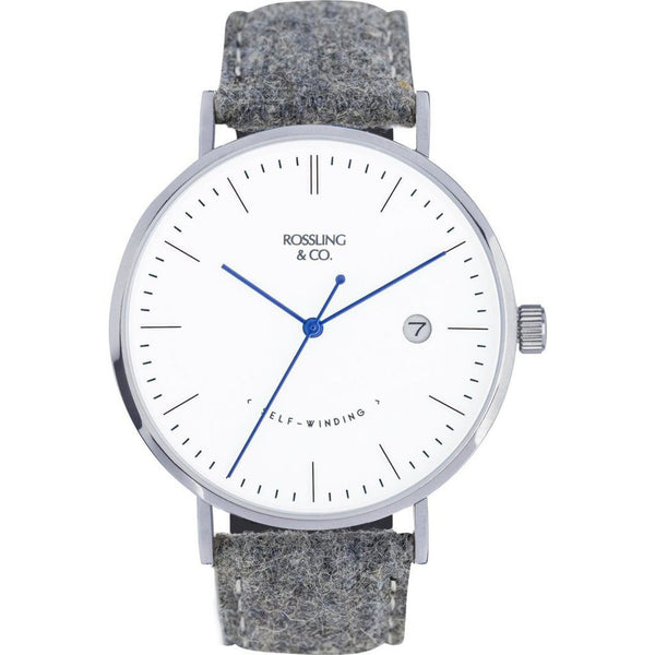 Rossling & Co. Classic Automatic Stirling Watch | Silver/White/Blue RO-002-002