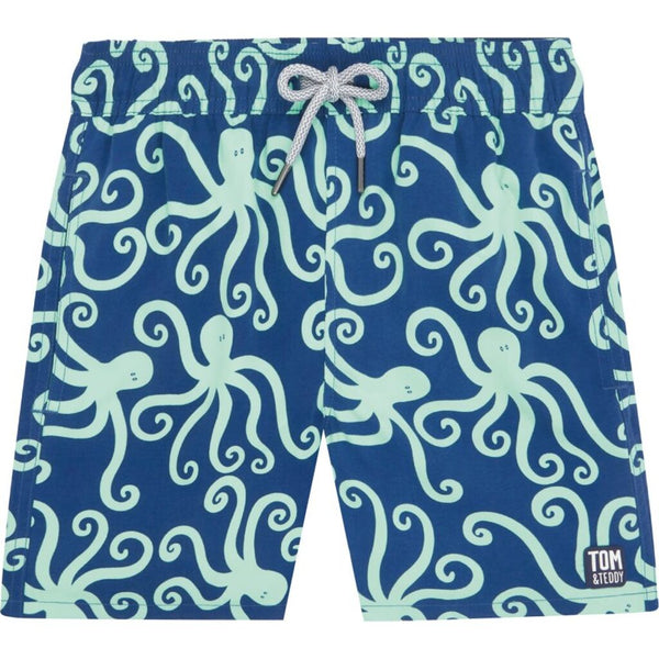 Tom & Teddy Boy's Octopus Swim Trunk | Navy & Mint