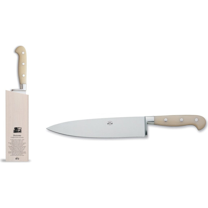 Coltellerie Berti Insieme 8" Chef's Knife w/ Magnetized Wood Block | Ivory Lucite Handle-9896
