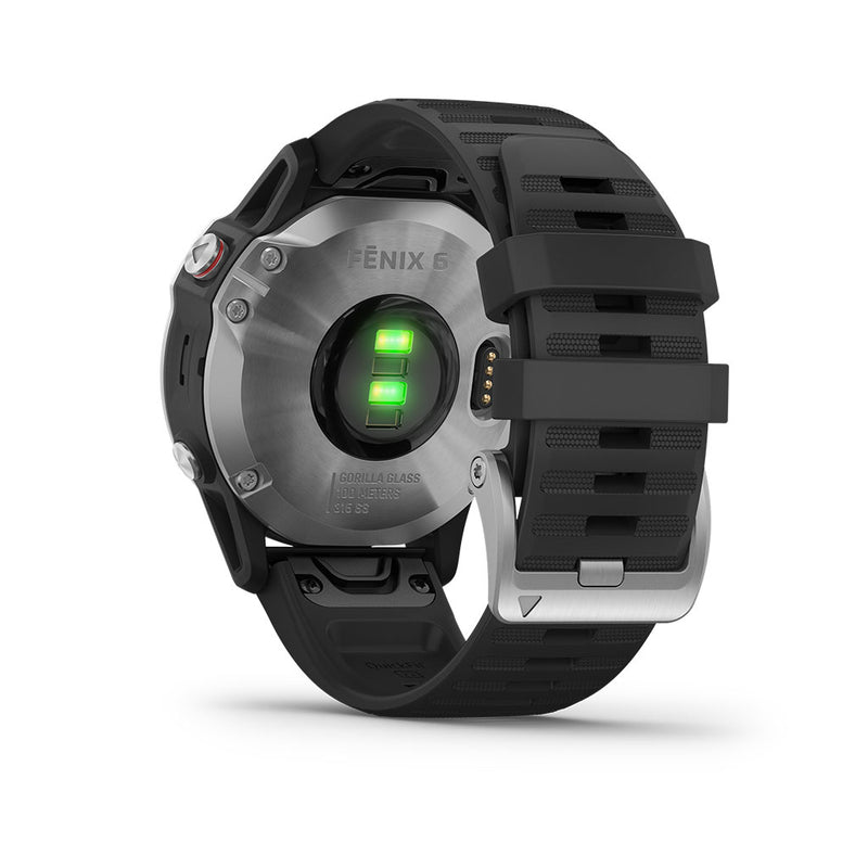 Garmin Fenix 6 GPS Sport Smartwatch Silver - Black Band, 010-02158-00