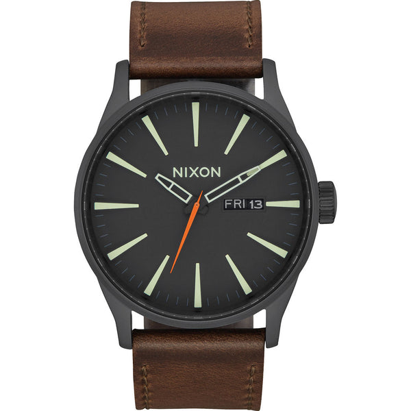 Nixon Sentry Leather Men's Watch | Black/Lum/Taupe- A105 2736-00