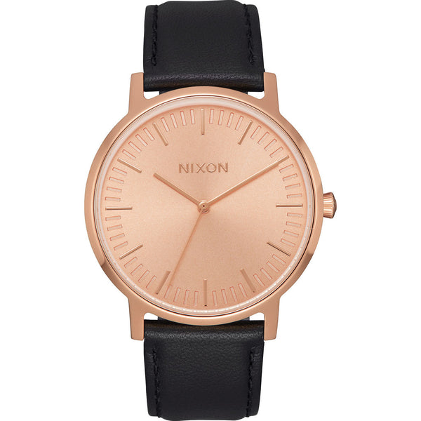 Nixon Porter Leather Men's Watch | Rose Gold/Black- A1058 1932-00