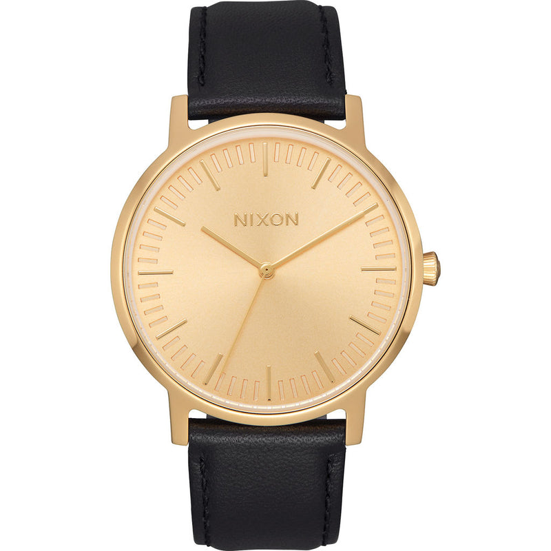 Nixon Porter Leather Men's Watch | Gold/Black- A1058 510-00