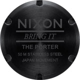 Nixon Porter Leather Men's Watch | All Black / Rose Gold