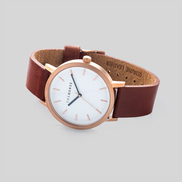 The Horse Original Brushed Rose Gold Watch | Walnut ST0123-A5