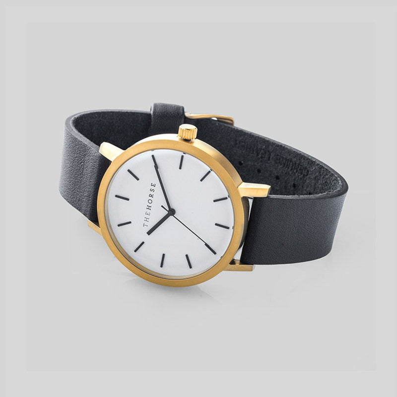 The Horse Original Brushed Gold Watch | Black ST0123-A7
