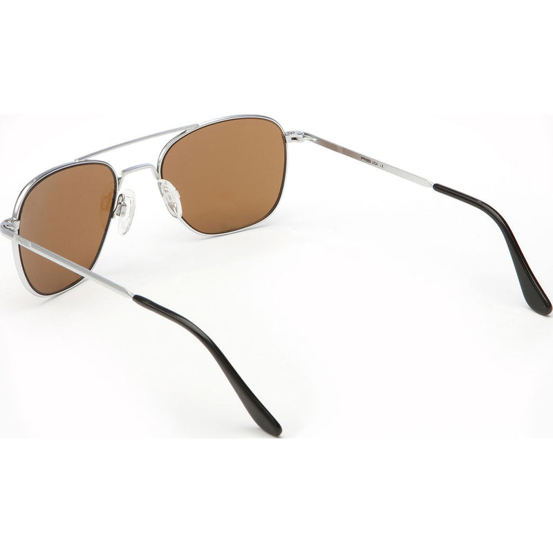 Randolph Engineering Aviator Matte Chrome Sunglasses | Tan Polarized Skull AR