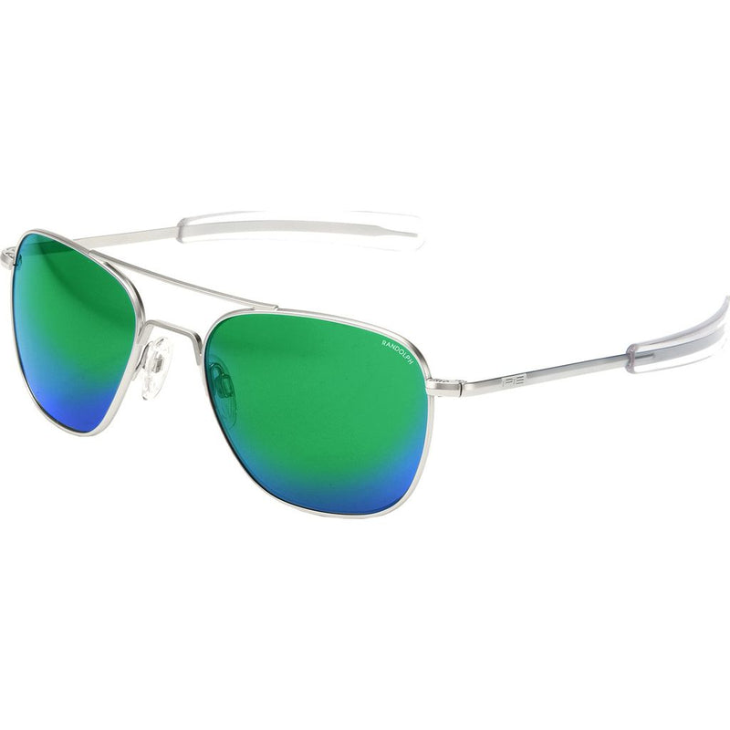Randolph Engineering Aviator Bayonet Sunglasses | Matte Chrome -Green Flash Mirror AR Af170 58mm