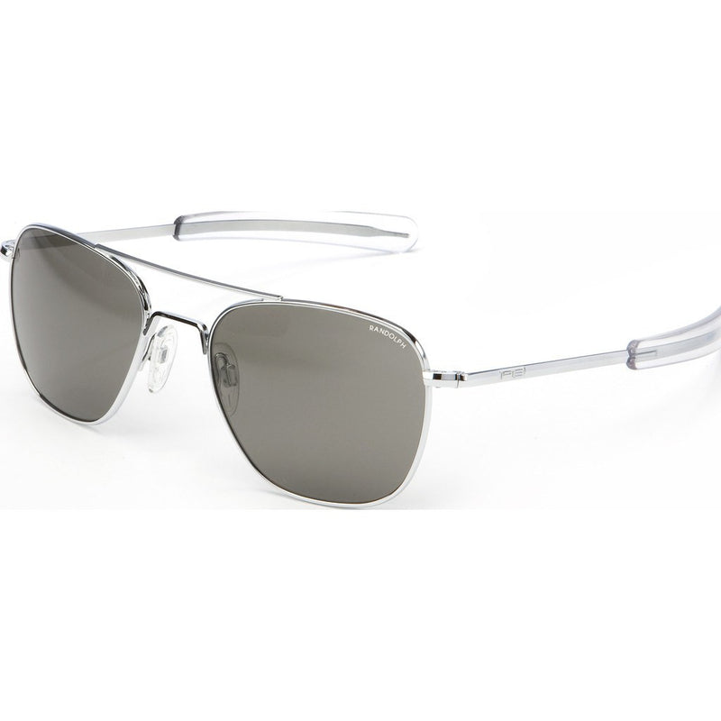 Randolph Engineering Aviator Bright Chrome Sunglasses | Gray Glass Bayonet 52MM AF23611/58MM AF83611