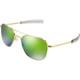 Randolph Engineering Aviator 23K Gold Sunglasses | Green Flash Mirror Glass Bayonet 55MM AF51667