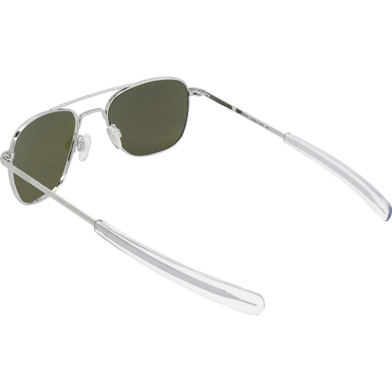 Randolph Engineering Aviator Bright Chrome Sunglasses | Green Flash Mirror Glass Bayonet 55MM AF53667