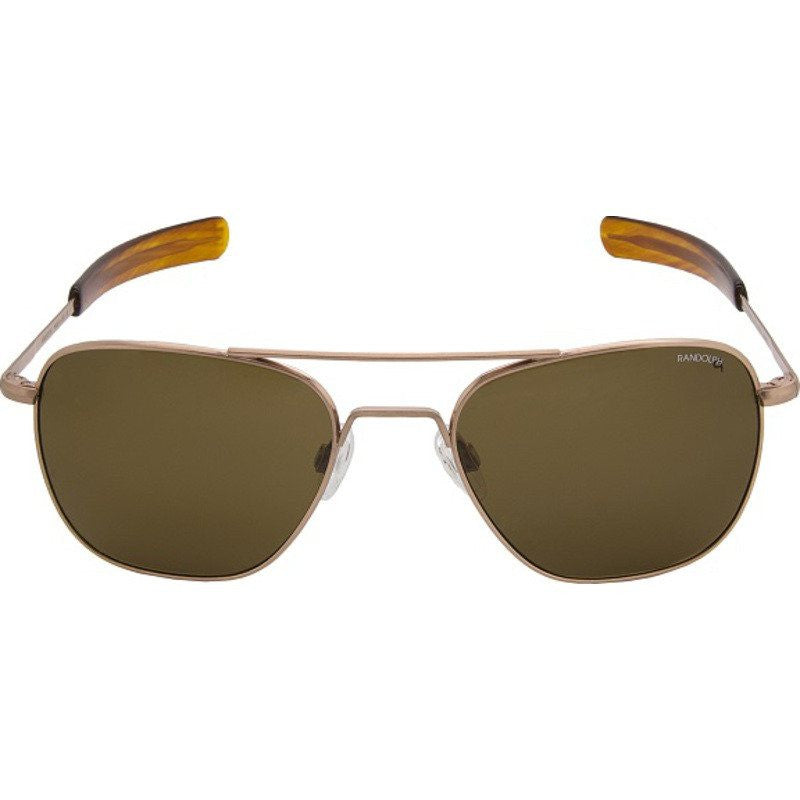 Randolph Engineering Aviator Rose Gold Satin Sunglasses | Tan Polarized Glass Bayonet