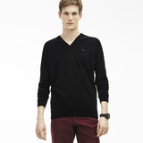 Lacoste Classic Wool Men's V-Neck Sweater | Black