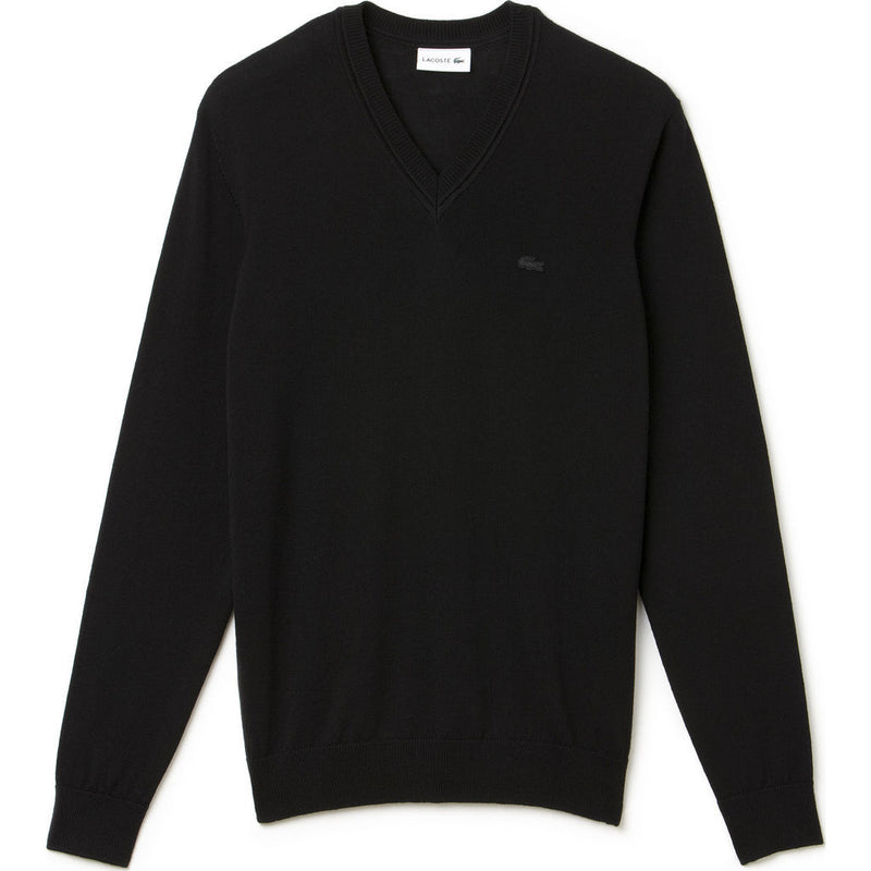 Lacoste Classic Wool Men's V-Neck Sweater | Black