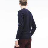 Lacoste Classic Wool Men's V-Neck Sweater | Navy Blue
